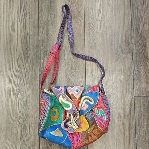 Colorful, Patchwork, Shoulder, Bag, Crossbody, Vintage, 80s, Travel, Casual, Fun